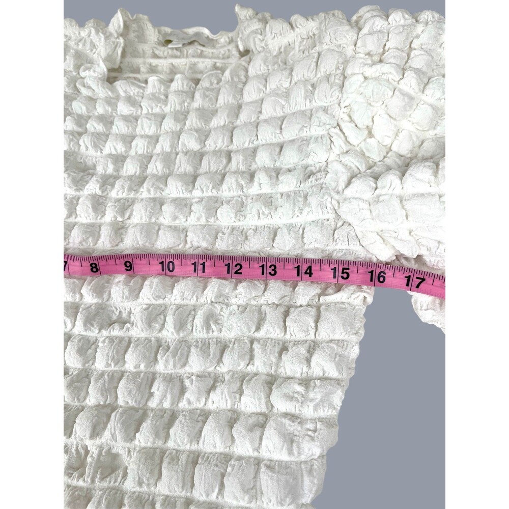 Eri + Ali Anthropologie Bubble Puff-Sleeve Top Textured Minimalist Sz S - Picture 9 of 14